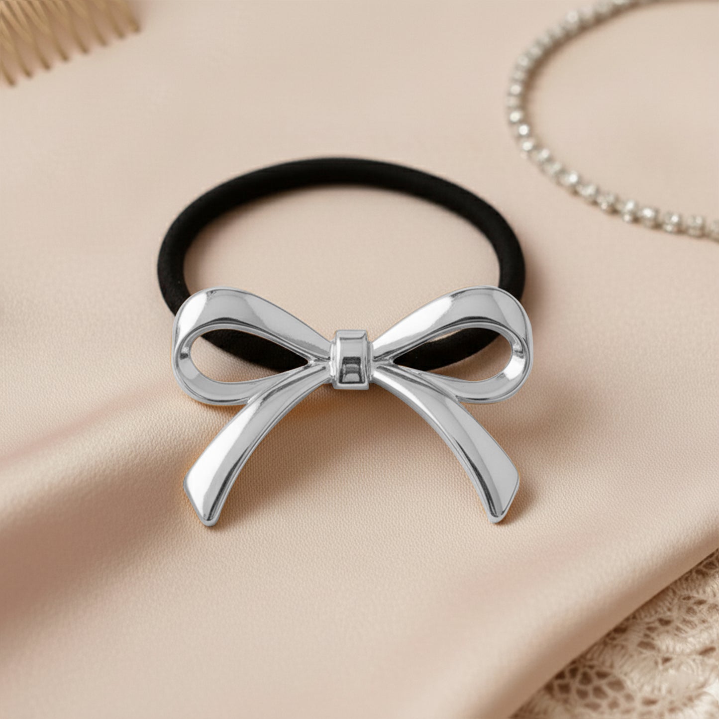 Élastique Casual Eliza à Nœud Ruban Argenté