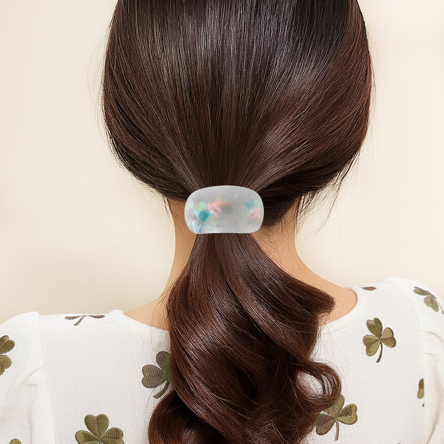 Élastique Casual Karmen avec Perle Marbré Blanc