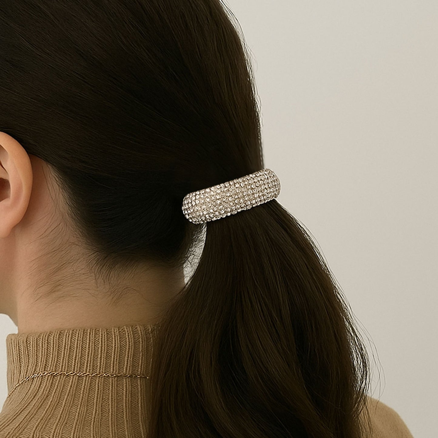 Élastique Tendance pour Cheveux à Strass Géométrique Raffiné Doré