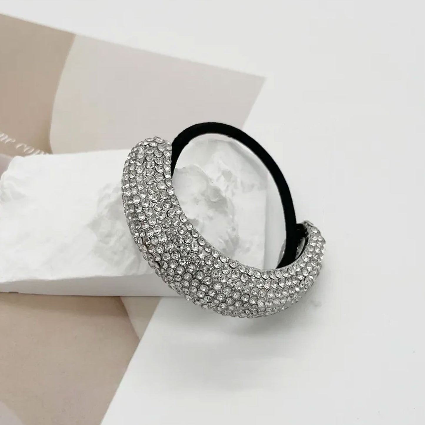 Élastique à Strass Géométrique Argenté - Collection Reana