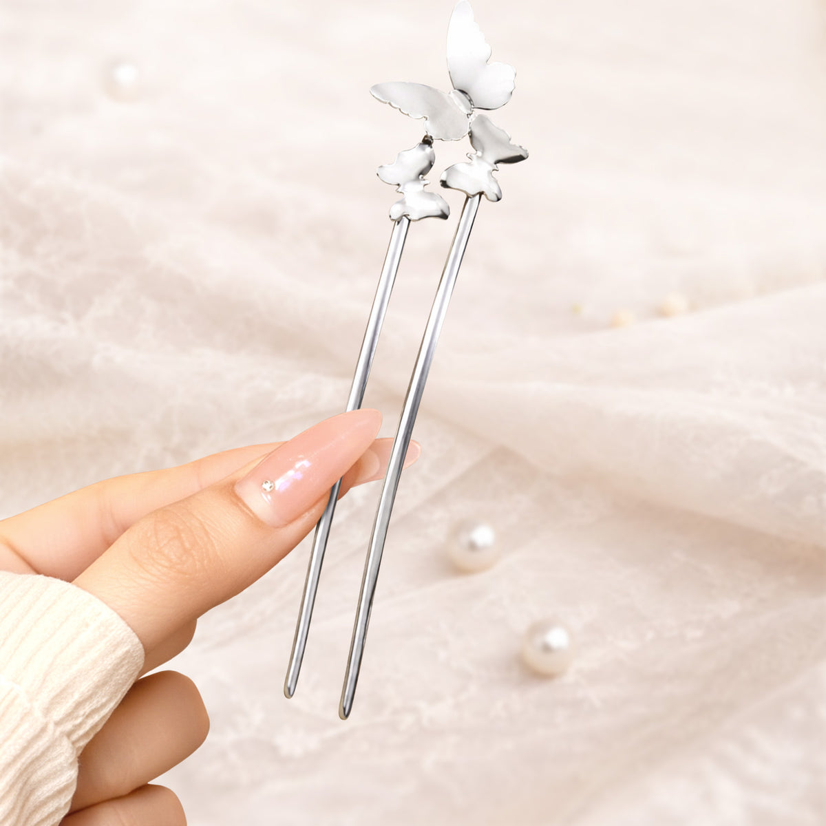Épingle à Chignon Envol Argenté Design Papillon Minimaliste
