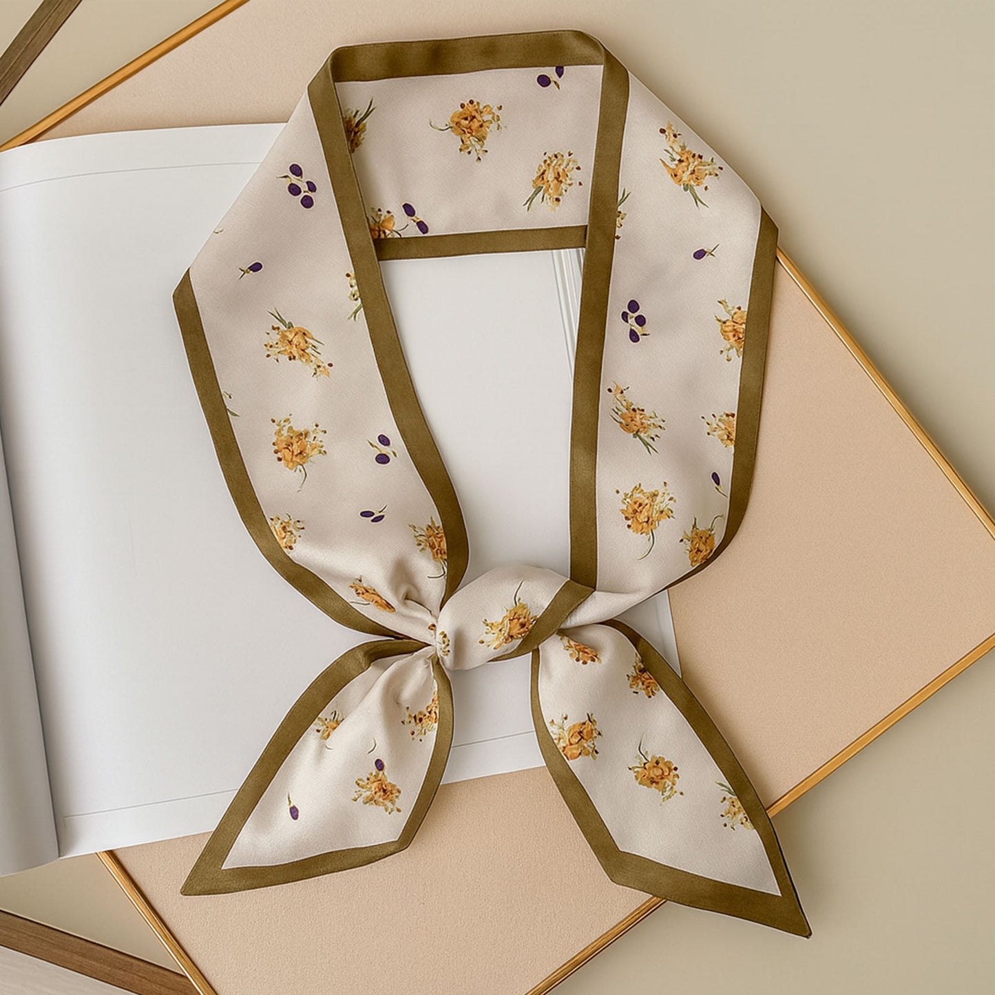 Foulard Ruban Tissage Satiné Fleur de Miel