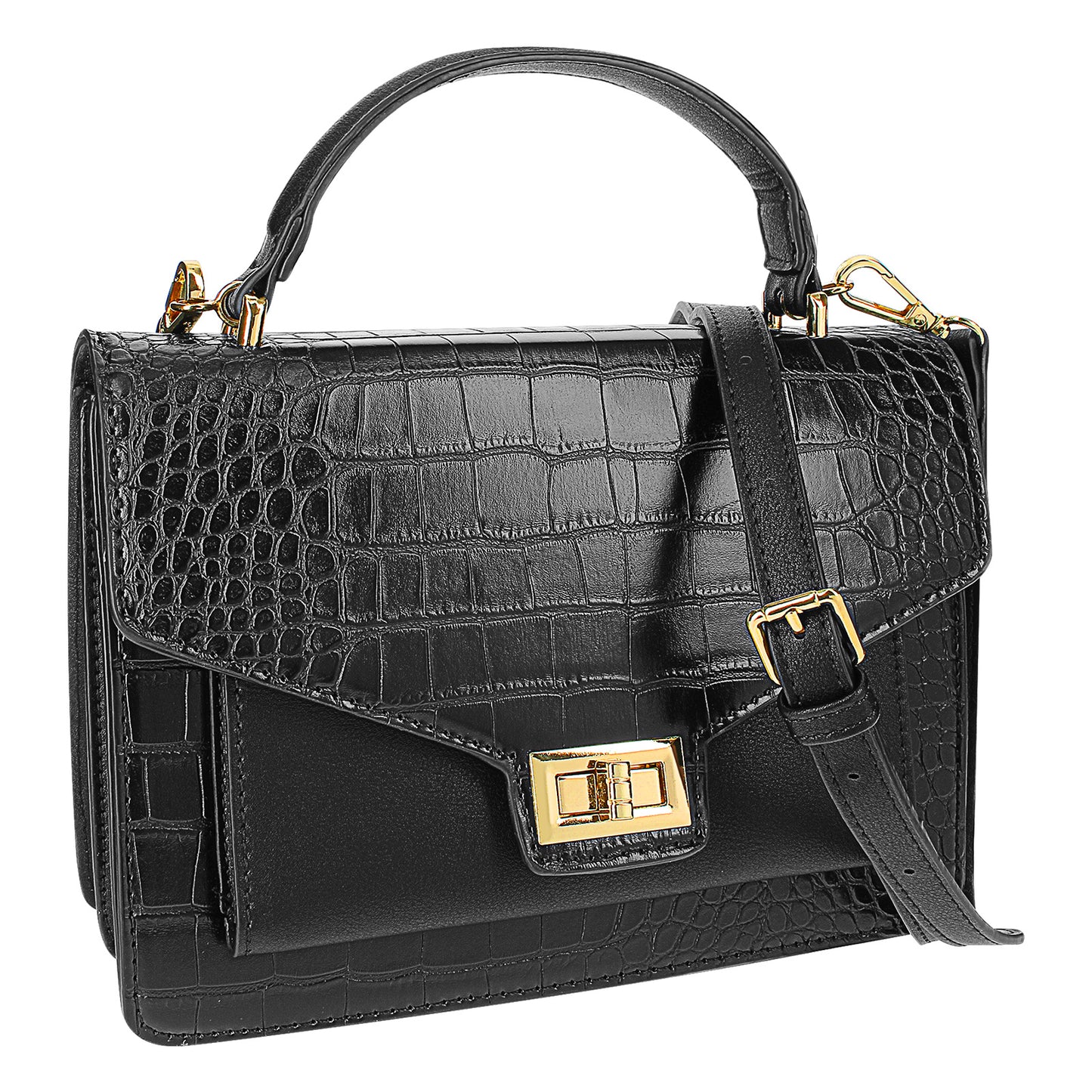Sac Bandoulière en Similicuir Effet Croco L'Atelier Noir