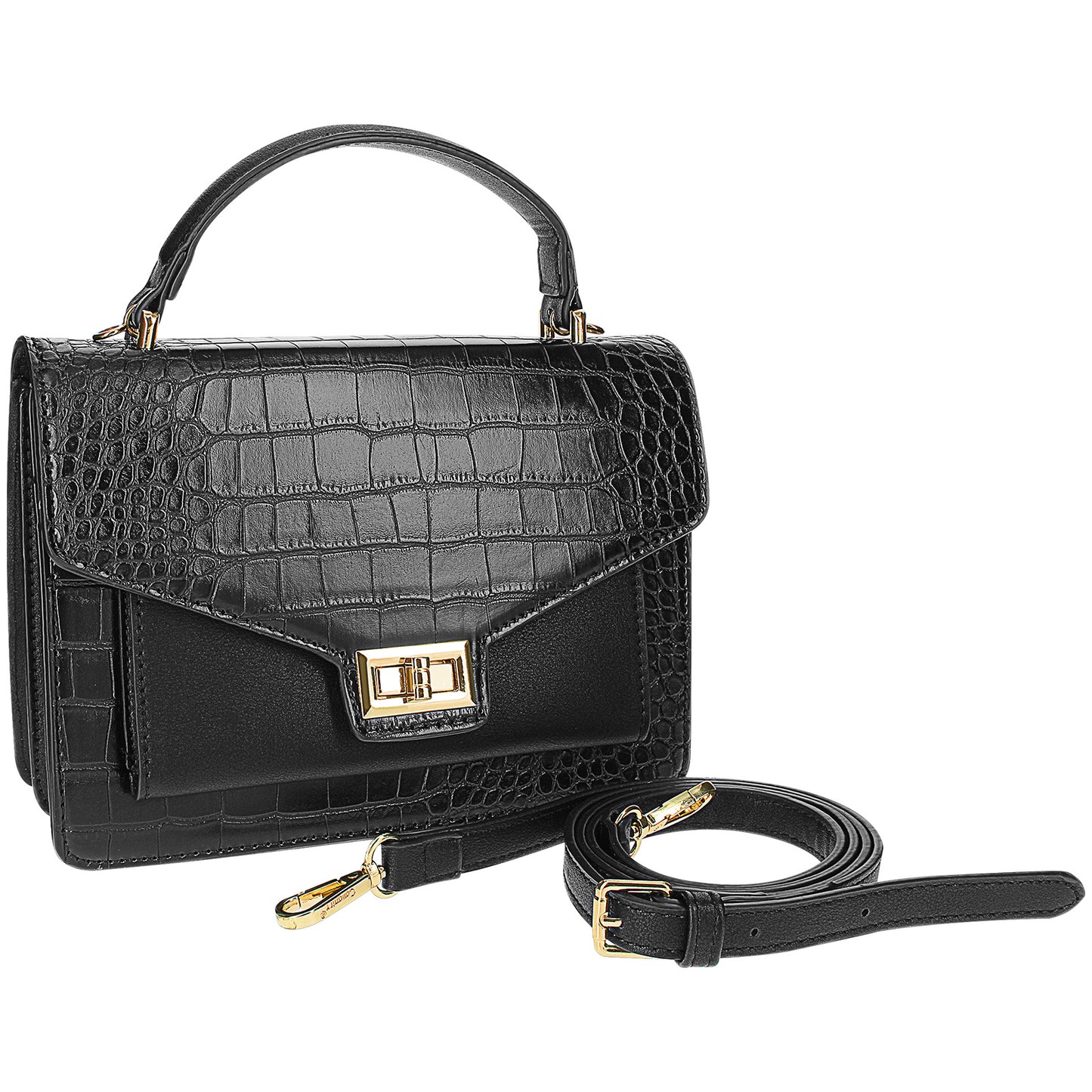 Sac Bandoulière en Similicuir Effet Croco L'Atelier Noir