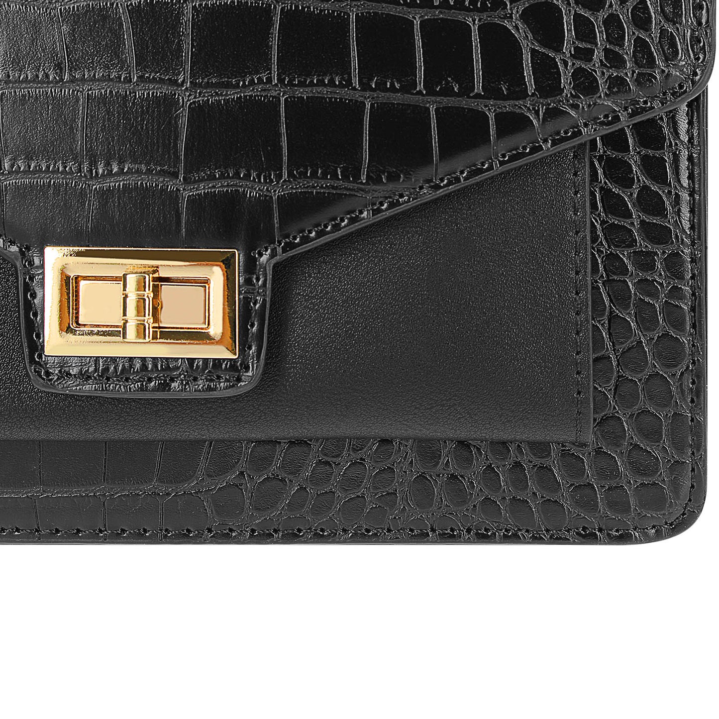 Sac Bandoulière en Similicuir Effet Croco L'Atelier Noir