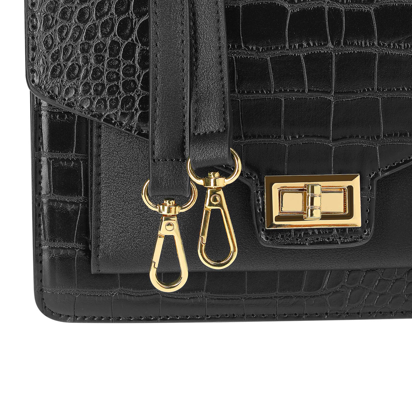 Sac Bandoulière en Similicuir Effet Croco L'Atelier Noir