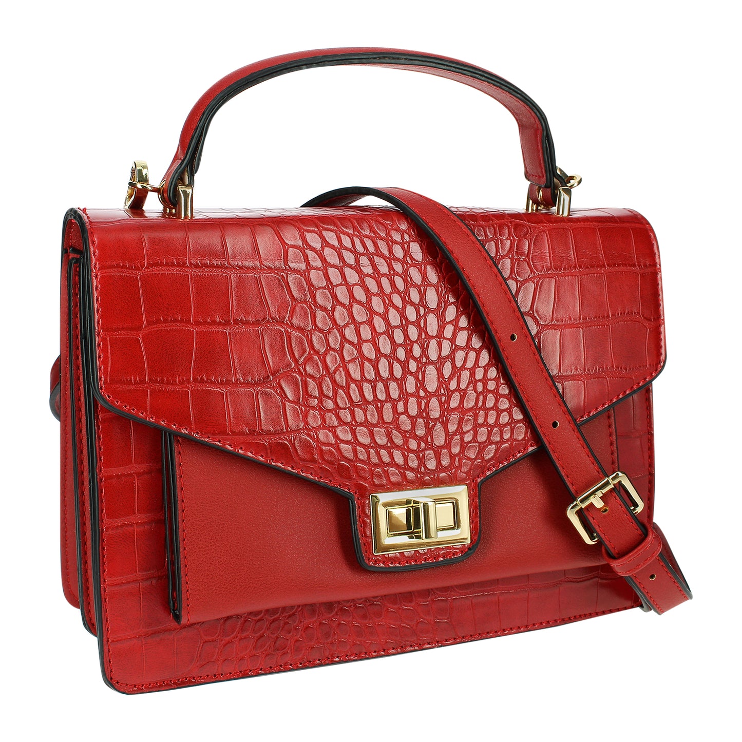 Sac Bandoulière en Similicuir Effet Croco L'Atelier Rouge