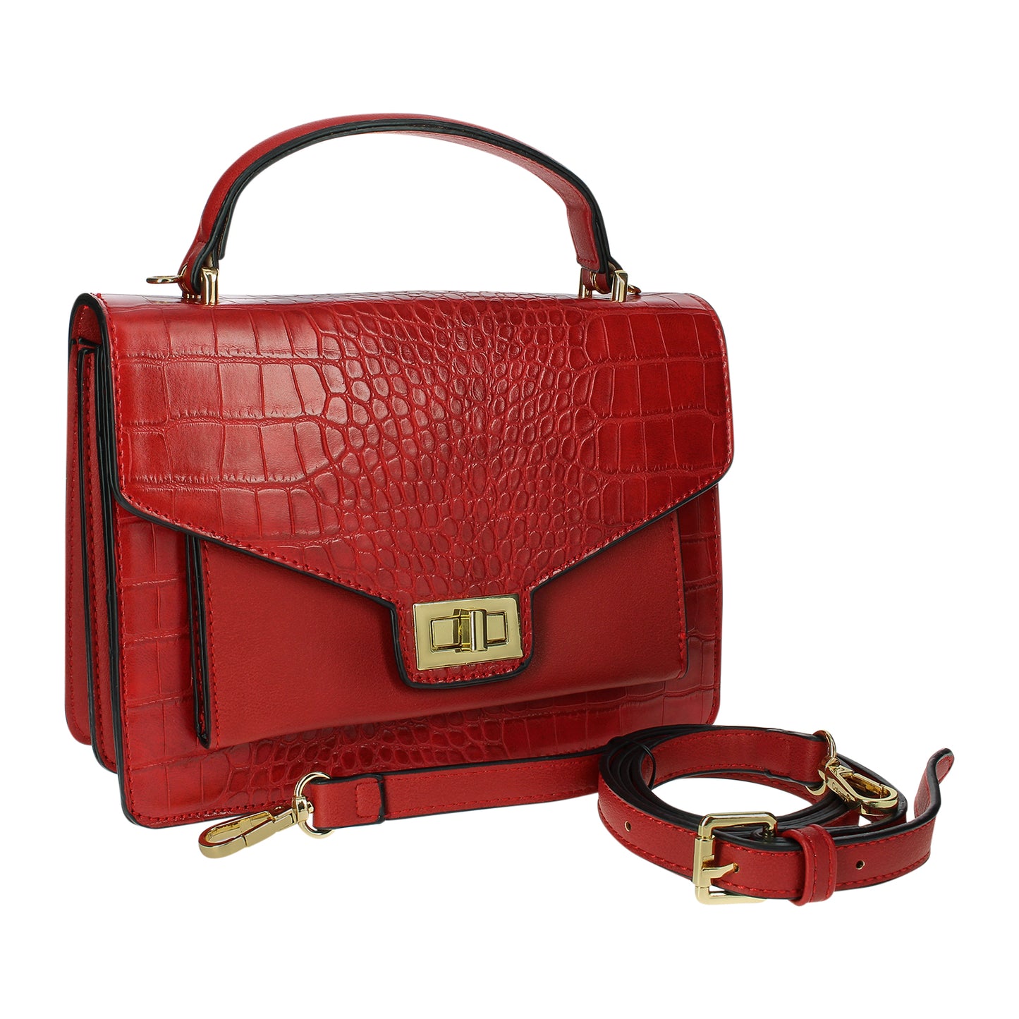Sac Bandoulière en Similicuir Effet Croco L'Atelier Rouge