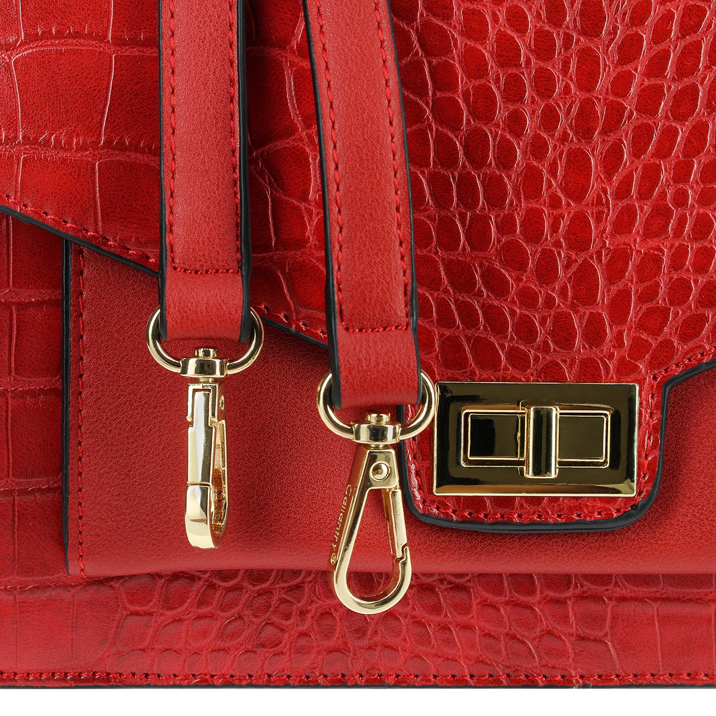 Sac Bandoulière en Similicuir Effet Croco L'Atelier Rouge