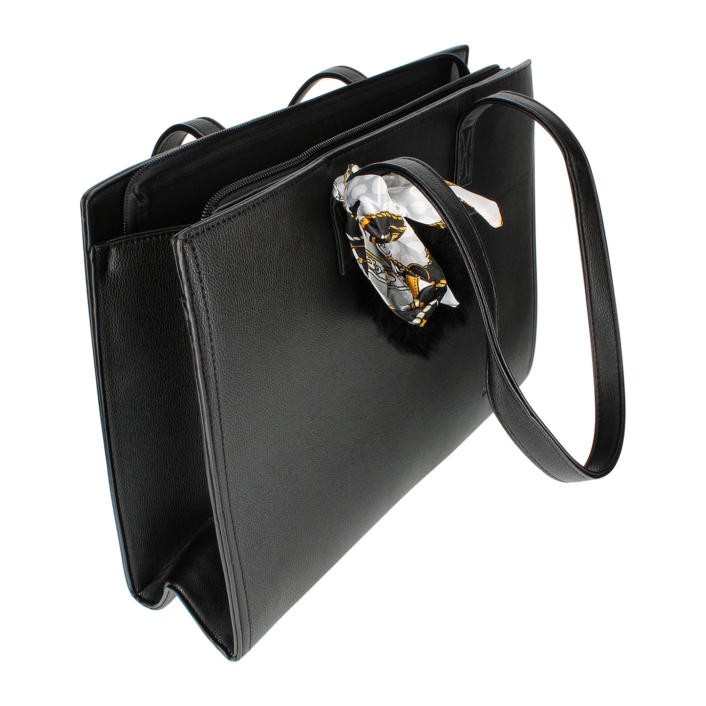 Sac Cabas en Similicuir à Foulard Inès Noir