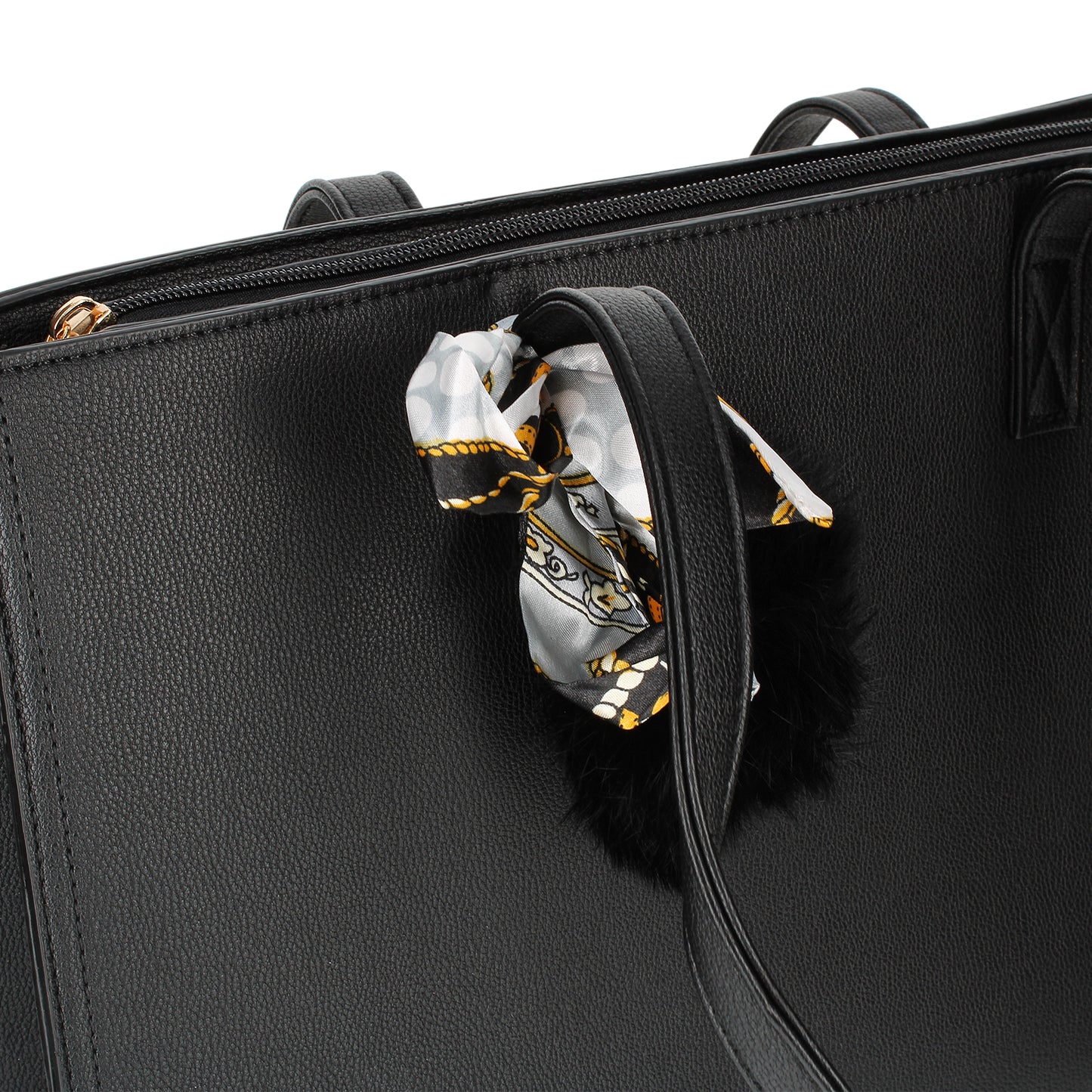 Sac Cabas en Similicuir à Foulard Inès Noir