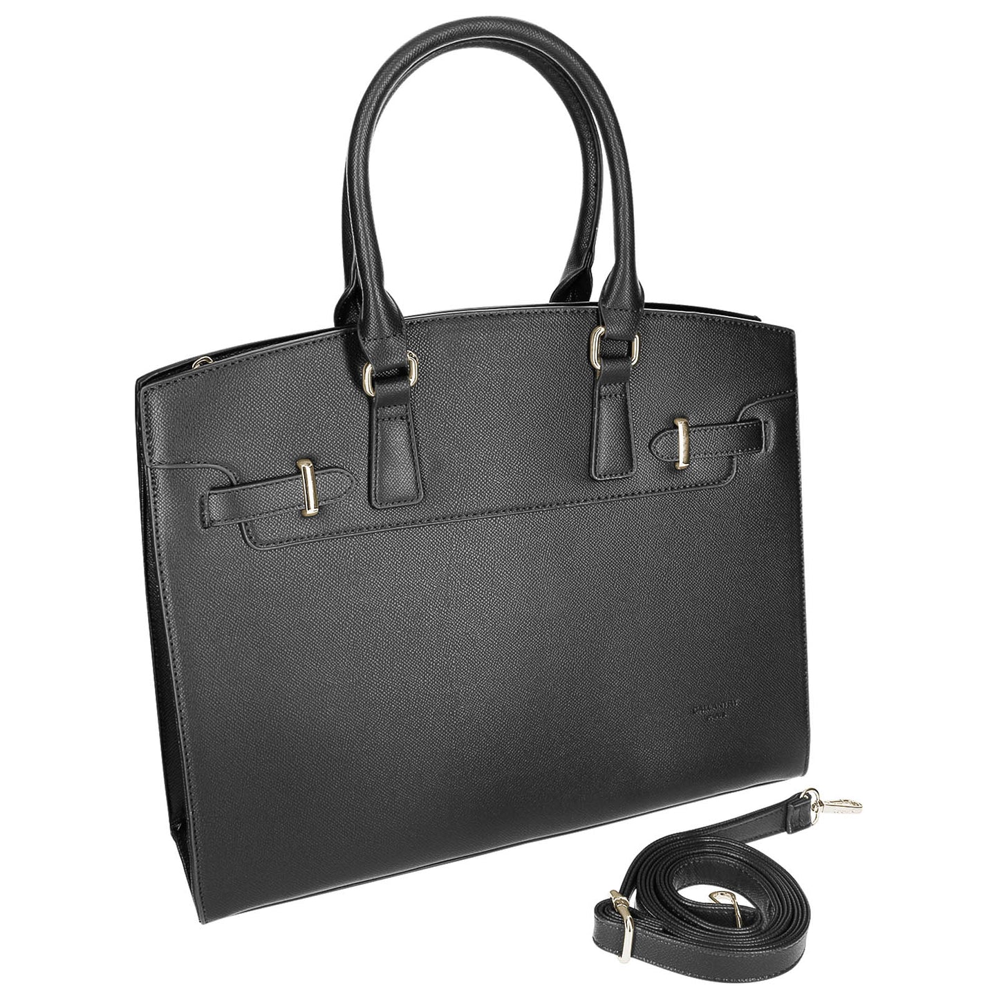 Sac Cabas en Similicuir Grainé Rigide L'Attitude Noir