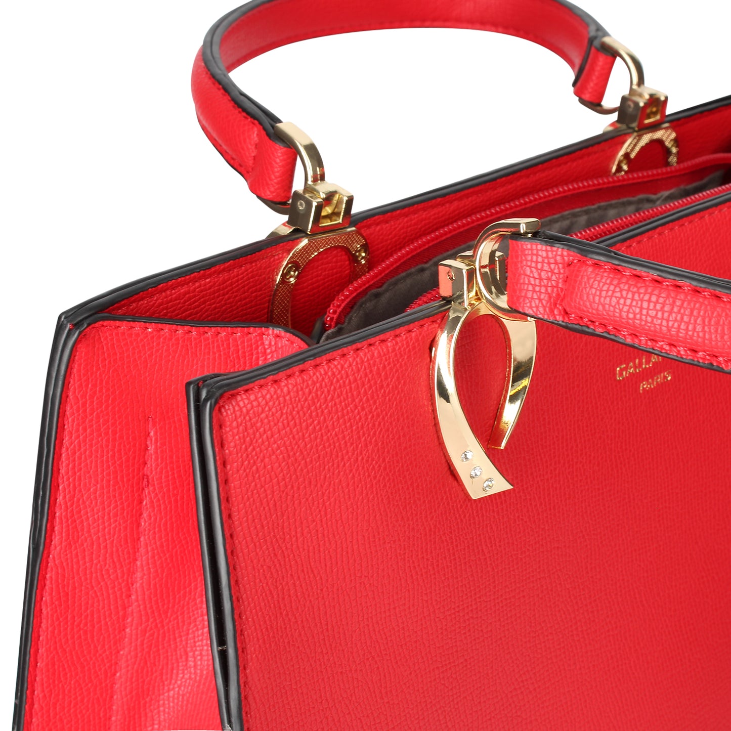 Sac en Similicuir Grainé à Bandoulière Vespera Rouge
