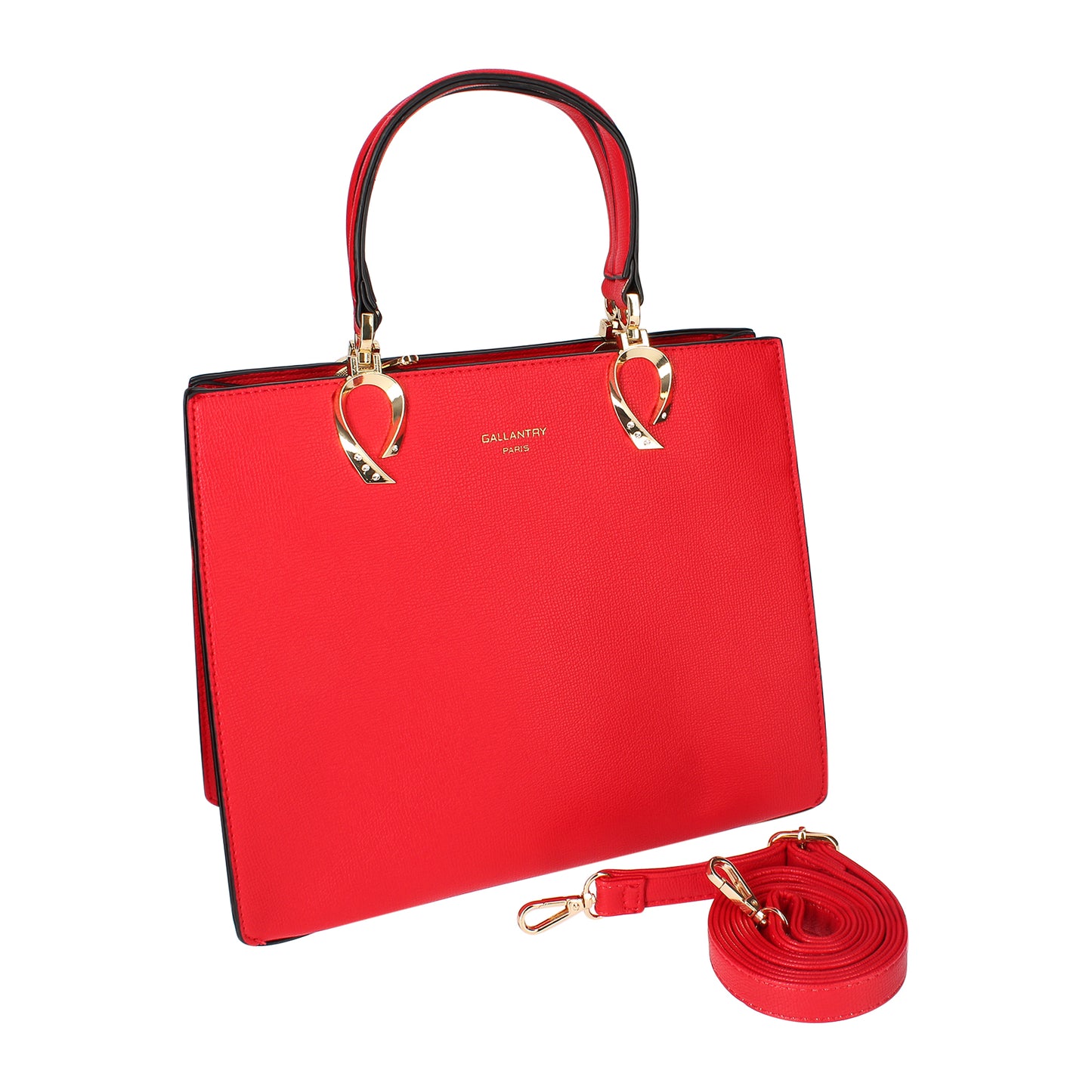 Sac en Similicuir Grainé à Bandoulière Vespera Rouge