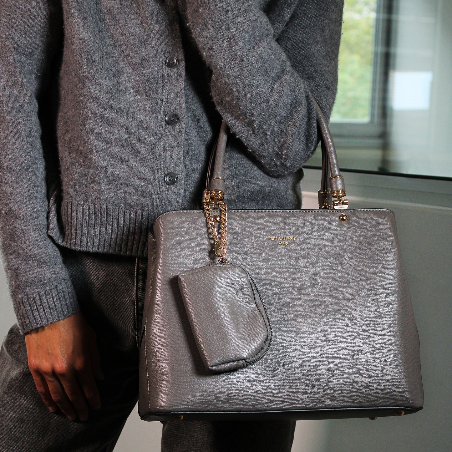 Sac à Main avec Mini-Portefeuille Laurie Gris