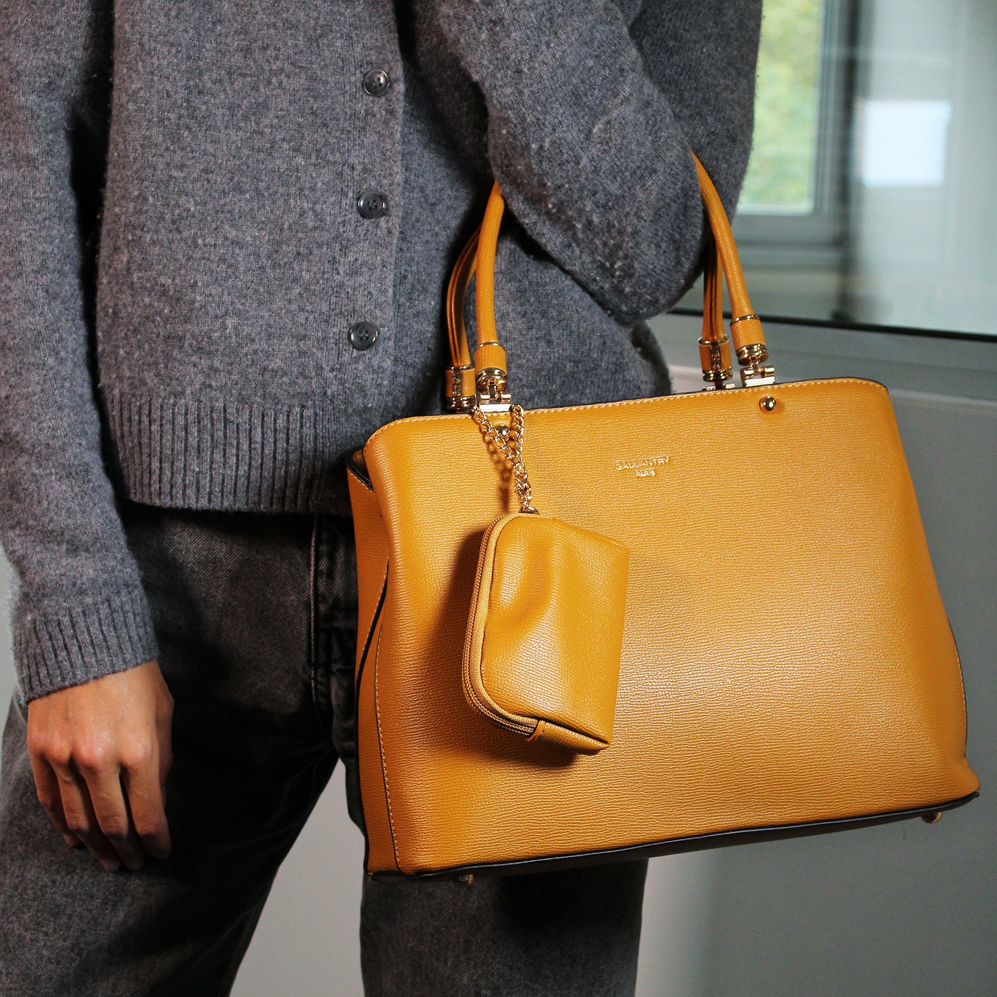 Sac à Main avec Mini-Portefeuille Laurie Jaune