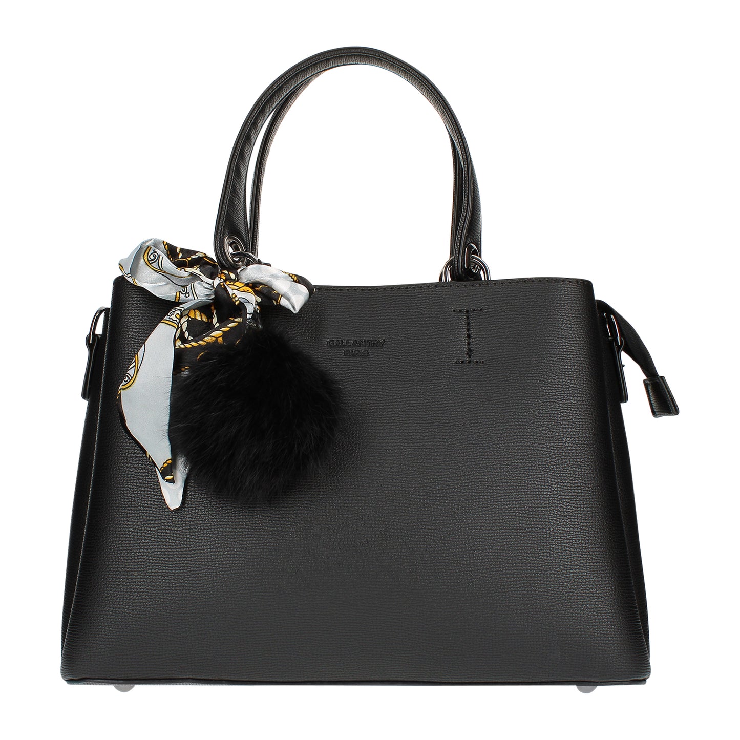 Sac à Main à Pompom et Foulard La Grâce Noir