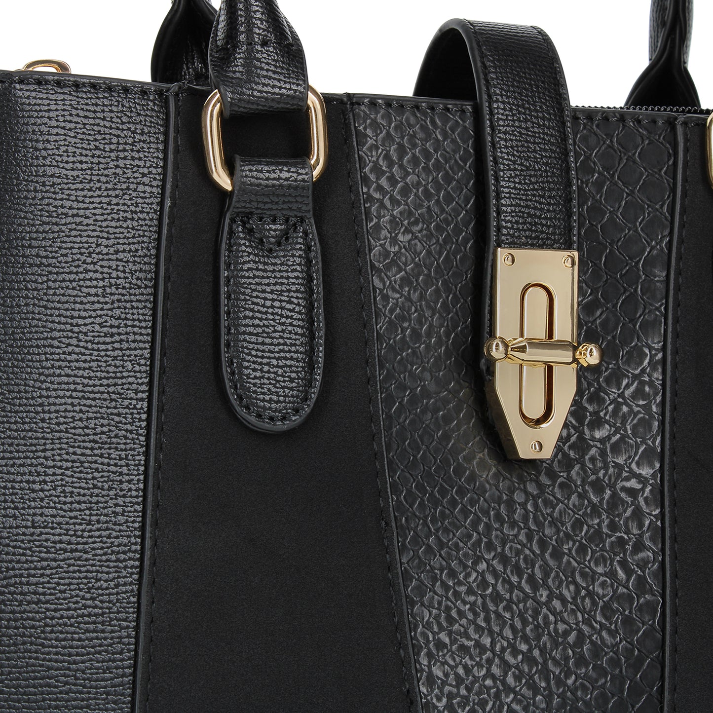 Sac à Main Fourre-Tout Multi-Texture Brielle Noir