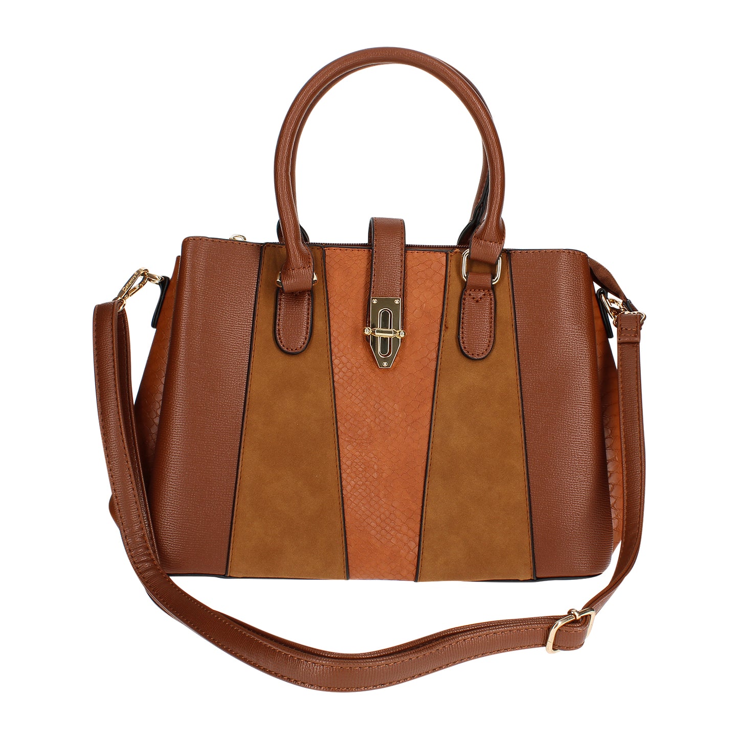 Sac à Main Fourre-Tout Multi-Texture Brielle Marron