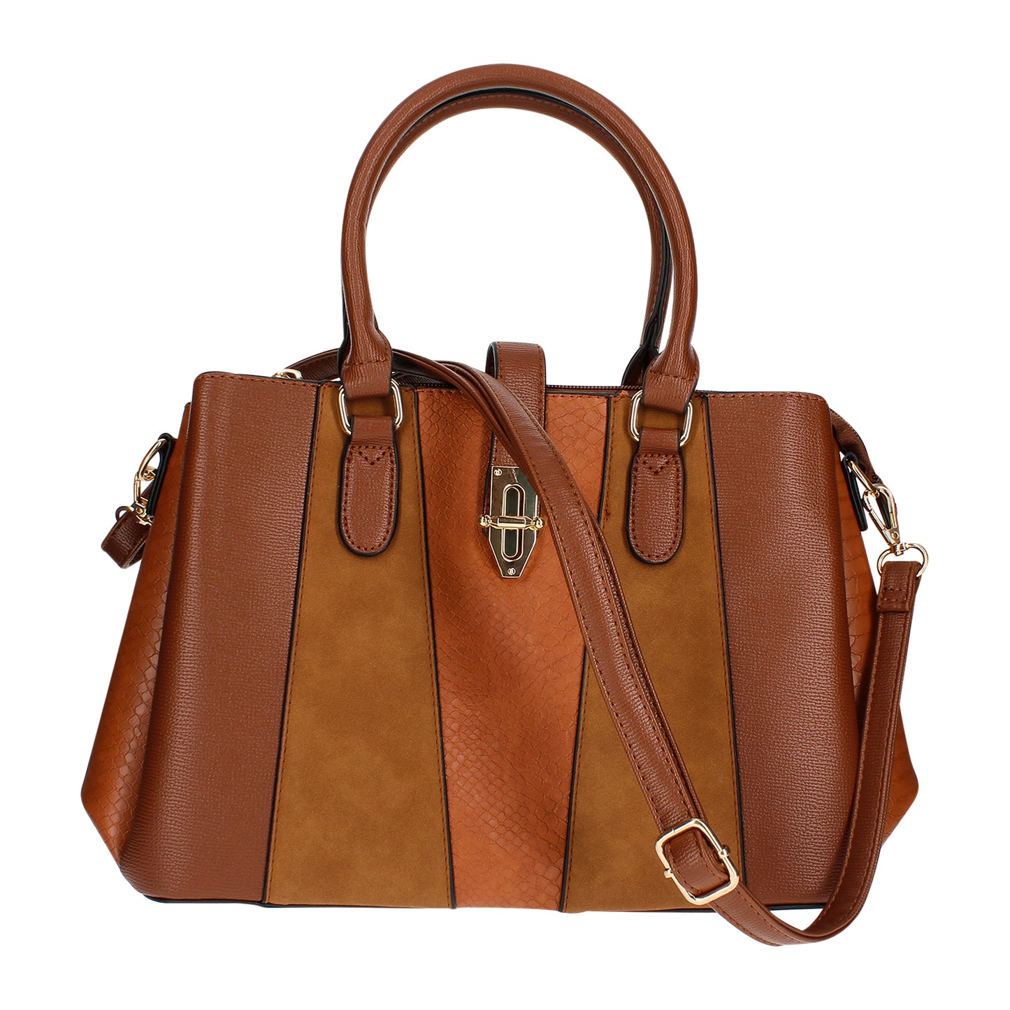 Sac à Main Fourre-Tout Multi-Texture Brielle Marron