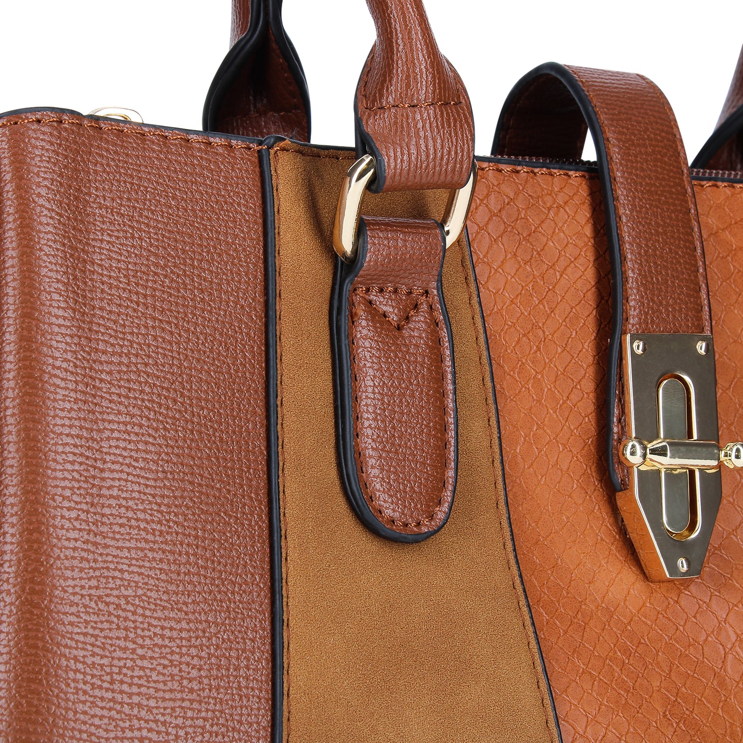 Sac à Main Fourre-Tout Multi-Texture Brielle Marron