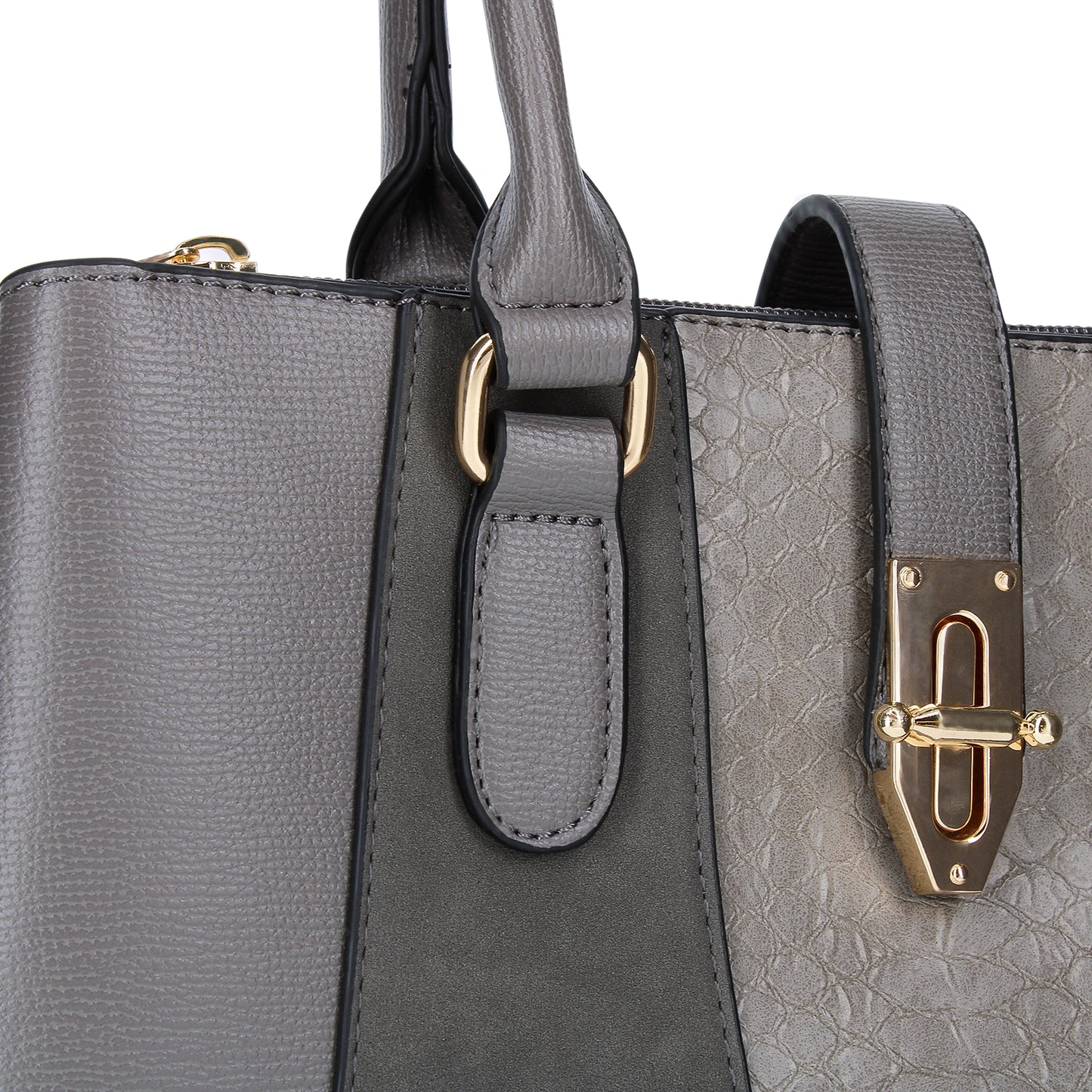 Sac à Main Fourre-Tout Multi-Texture Brielle Gris