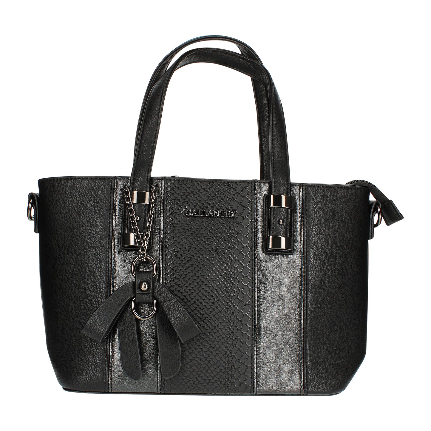 Sac Cabas à Texture Croco et Pendentif L'Affirmée Noir