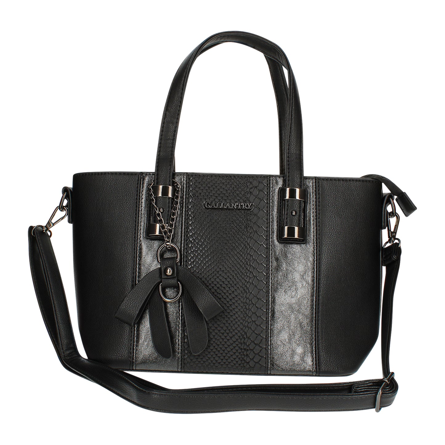 Sac Cabas à Texture Croco et Pendentif L'Affirmée Noir