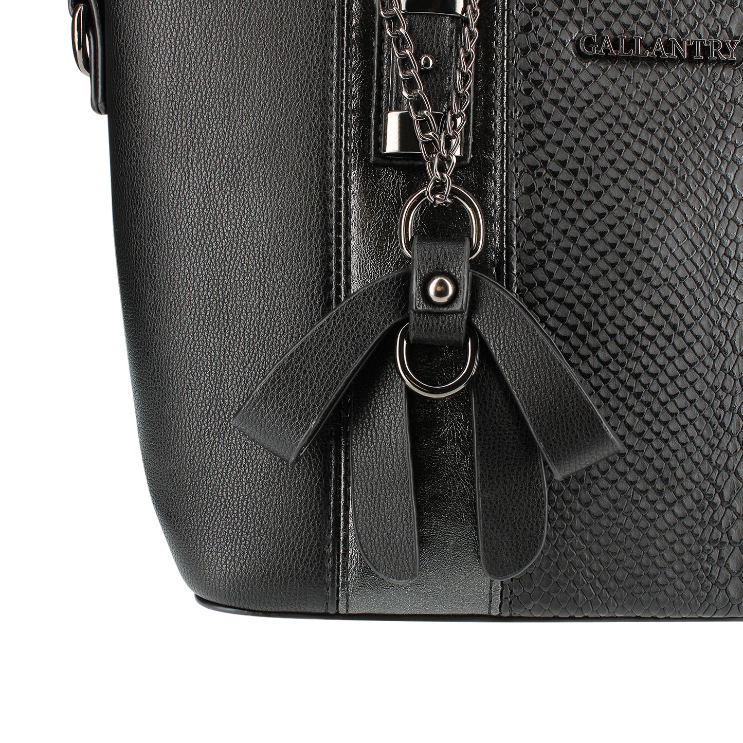 Sac Cabas à Texture Croco et Pendentif L'Affirmée Noir