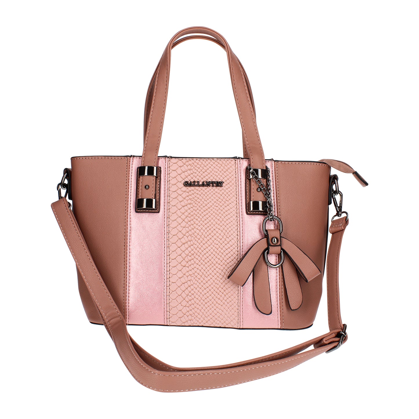 Sac Cabas à Texture Croco et Pendentif L'Affirmée Rose Antique
