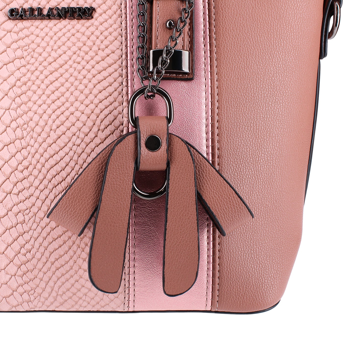 Sac Cabas à Texture Croco et Pendentif L'Affirmée Rose Antique