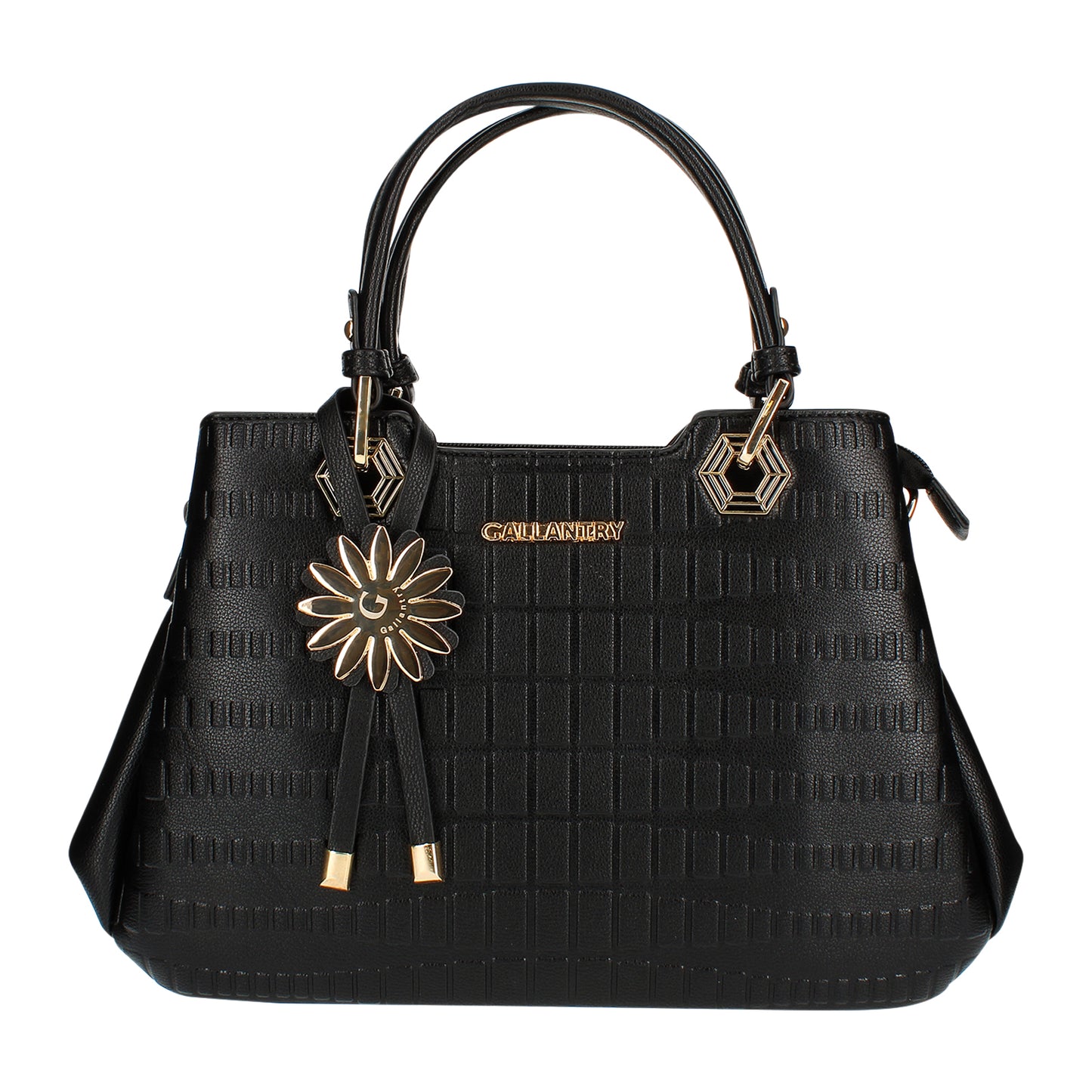 Sac Cabas à Texture Embossée et Marguerite La Majestueuse Noir