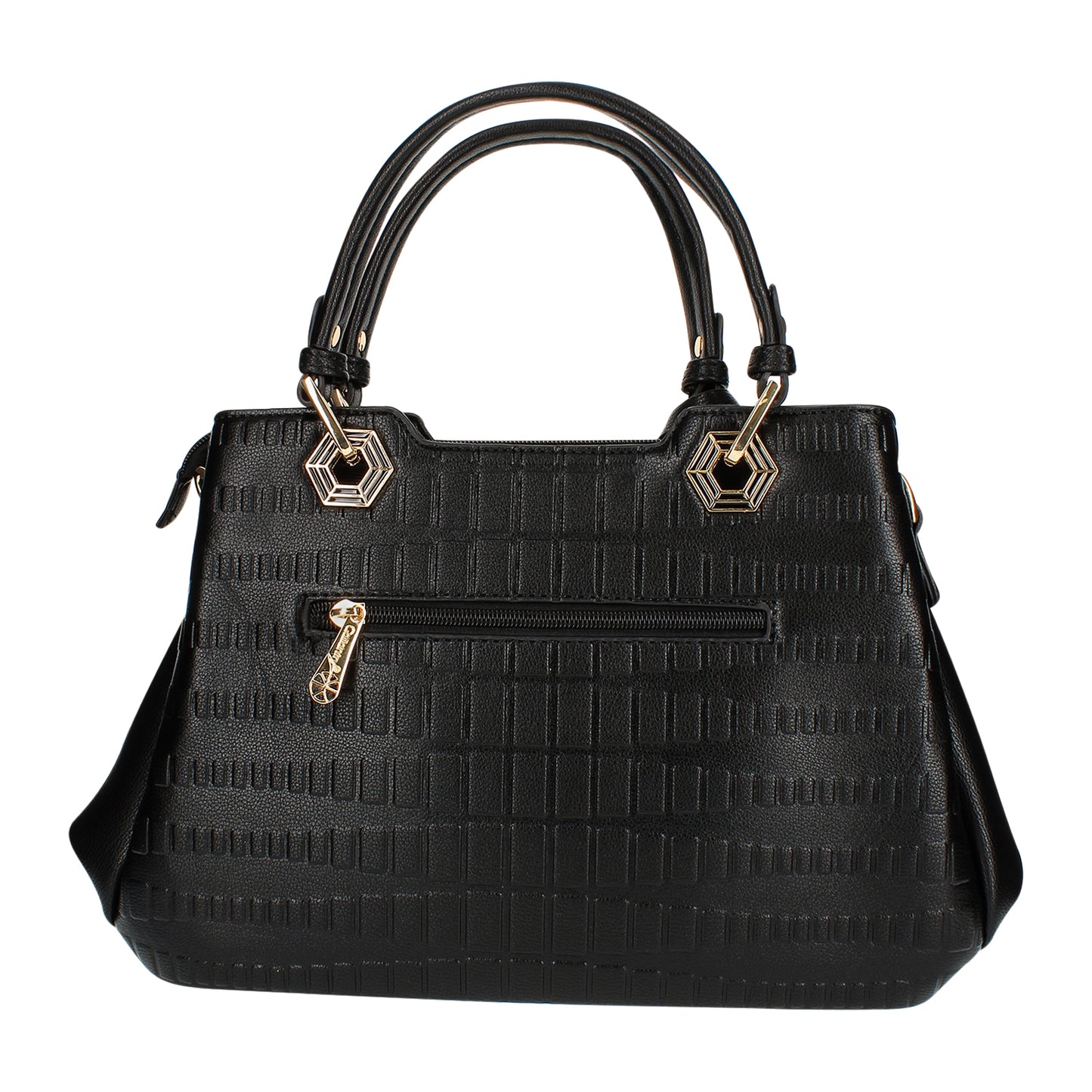 Sac Cabas à Texture Embossée et Marguerite La Majestueuse Noir
