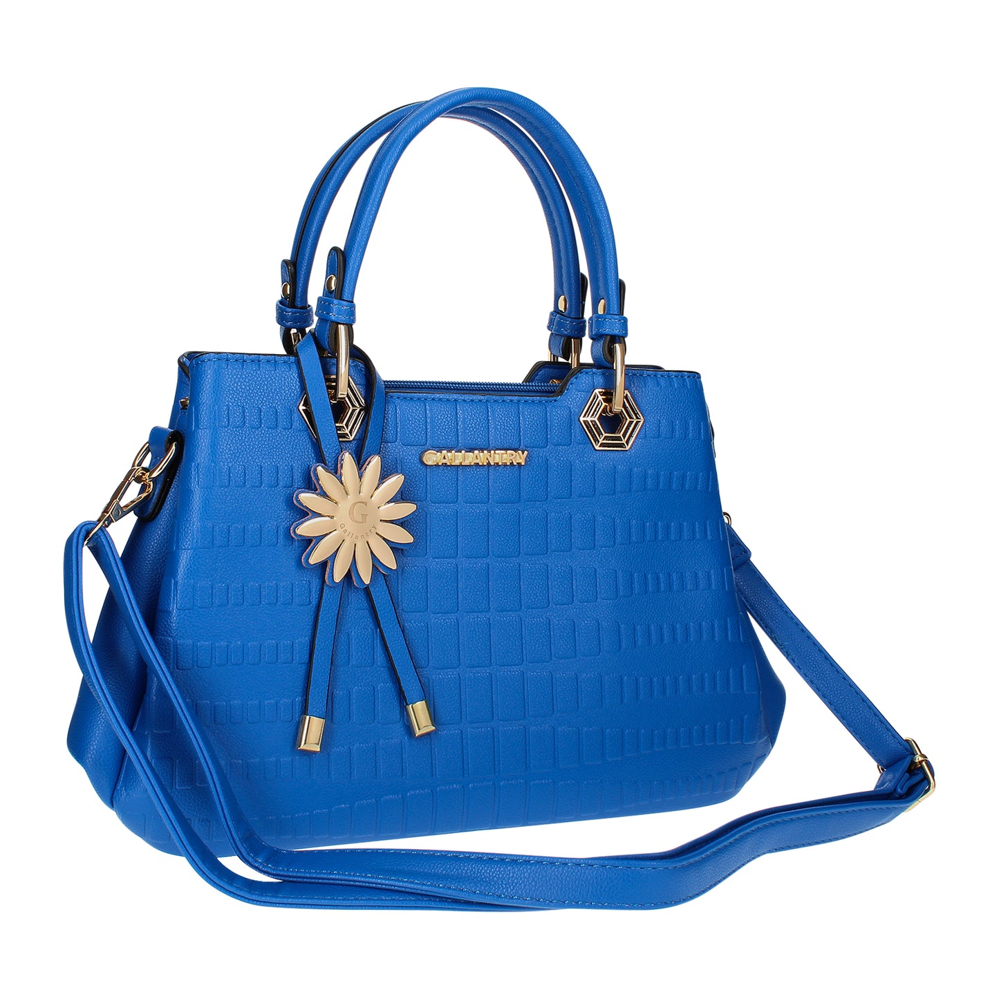 Sac Cabas à Texture Embossée et Marguerite La Majestueuse Bleu