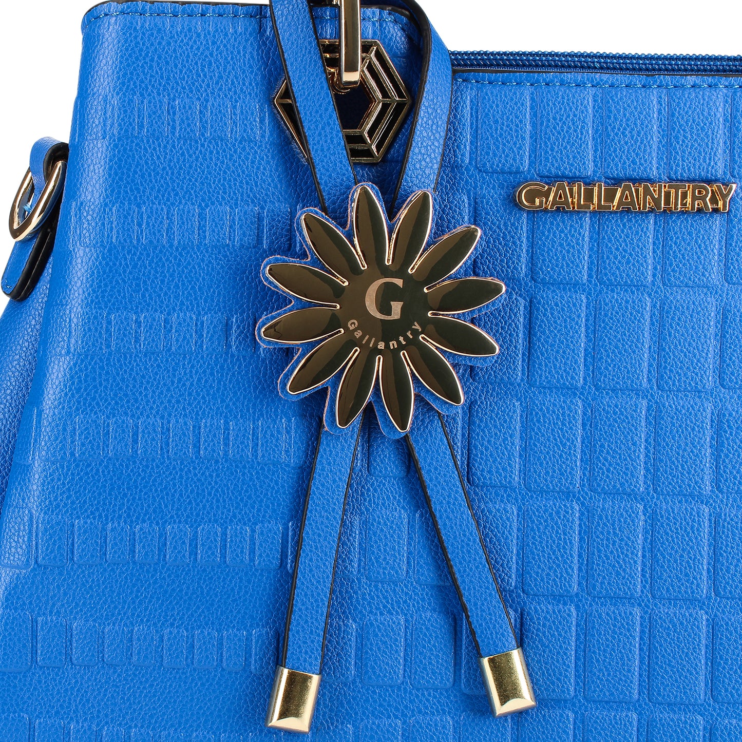 Sac Cabas à Texture Embossée et Marguerite La Majestueuse Bleu