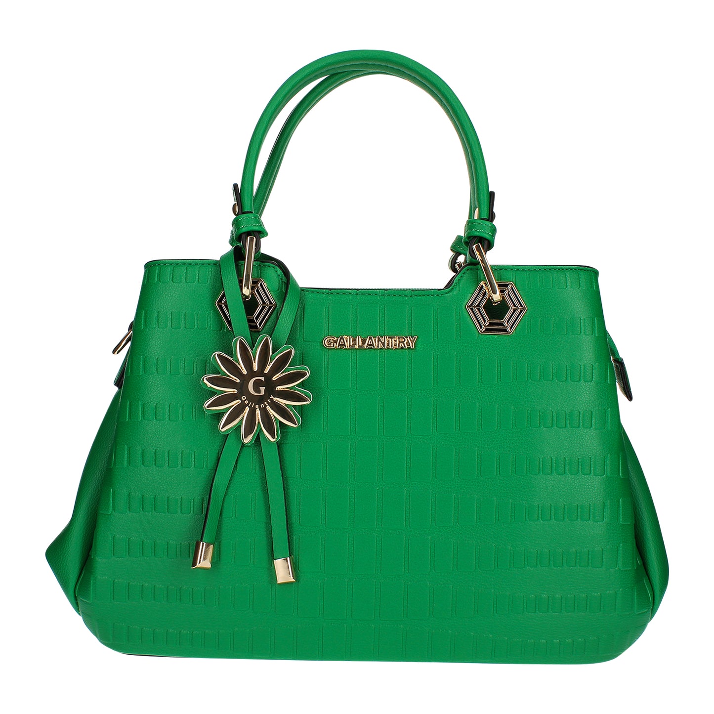 Sac Cabas à Texture Embossée et Marguerite La Majestueuse Vert