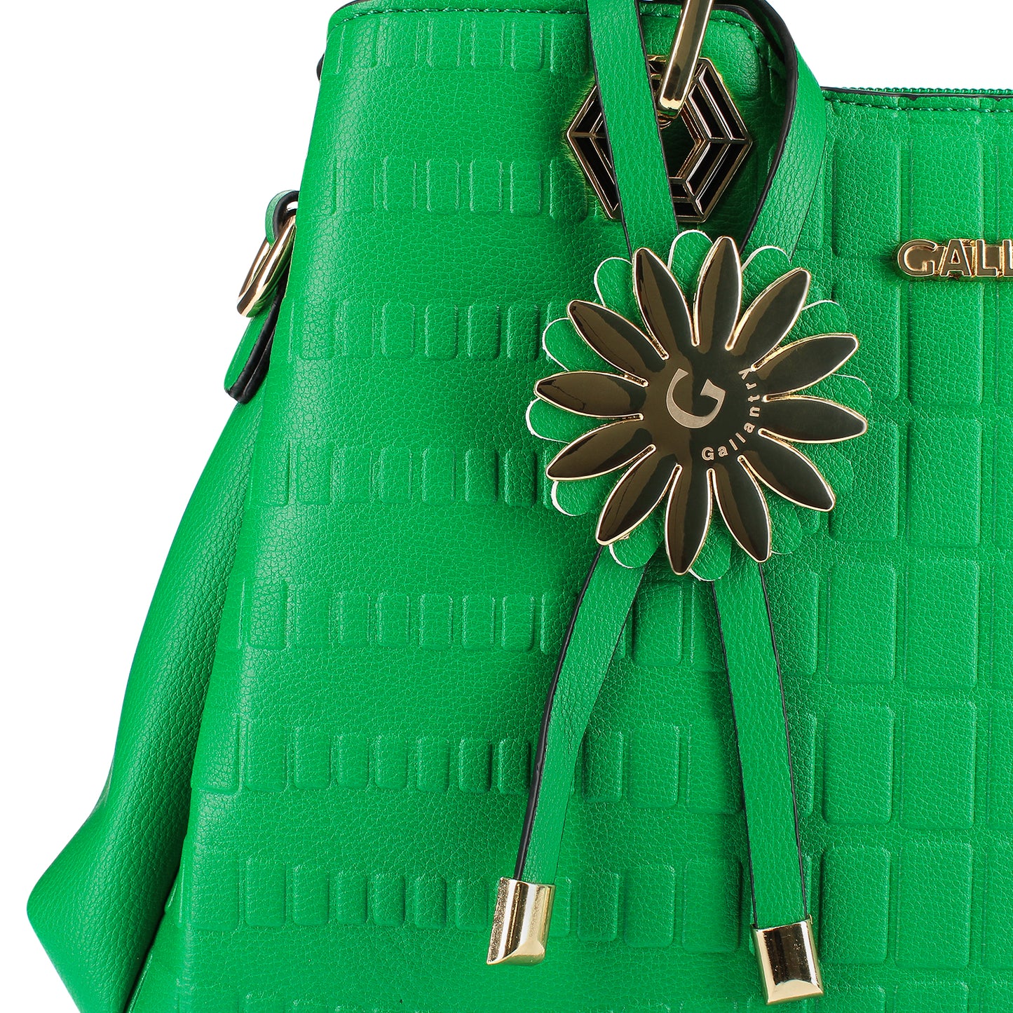 Sac Cabas à Texture Embossée et Marguerite La Majestueuse Vert