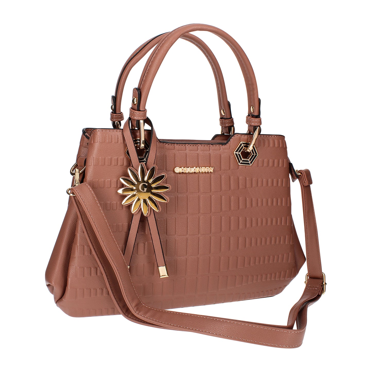 Sac Cabas à Texture Embossée et Marguerite La Majestueuse Rose