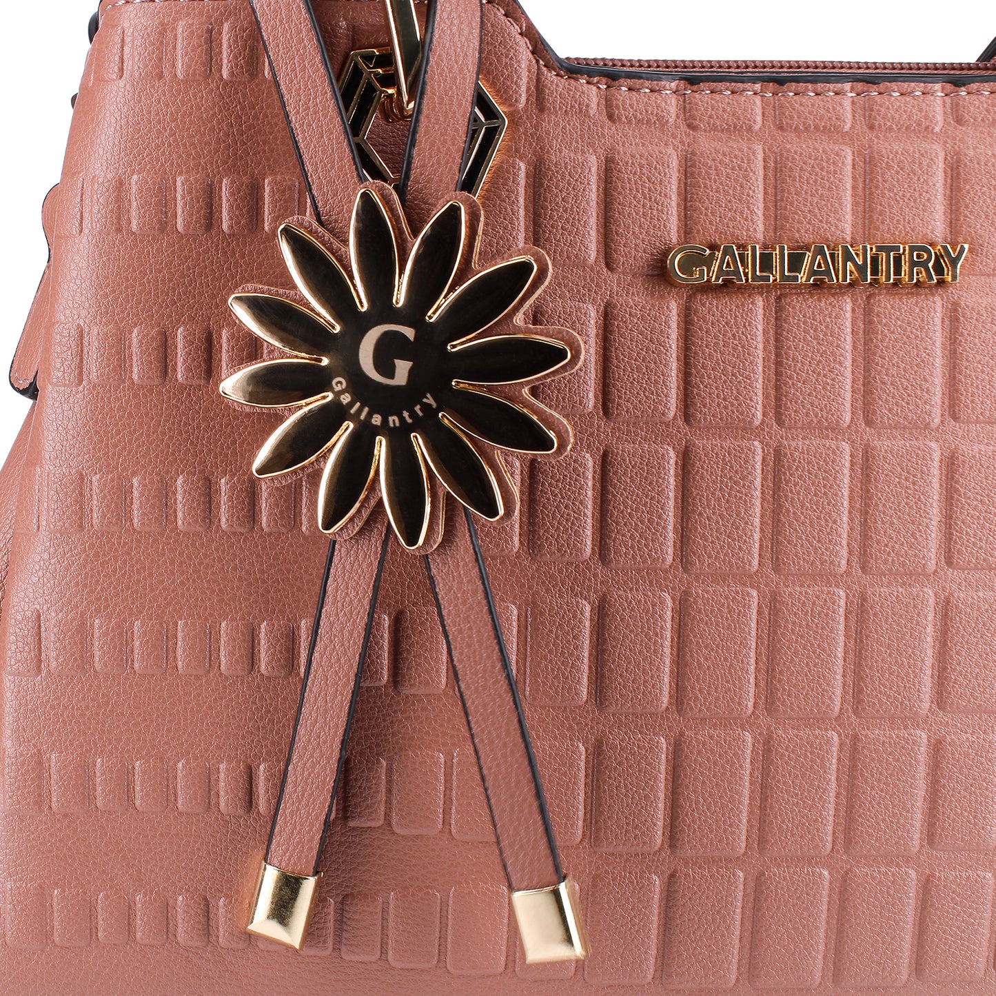Sac Cabas à Texture Embossée et Marguerite La Majestueuse Rose