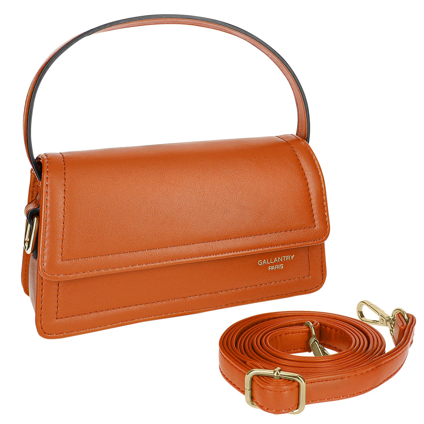 Sac Top-Handle en Similicuir à Bandoulière Chelsea Marron