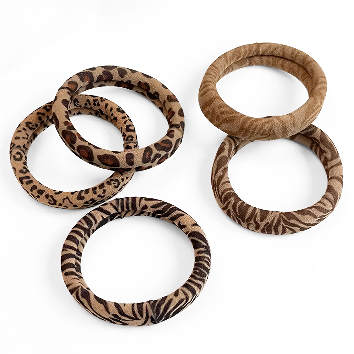 Lot de 5 Élastiques Imprimés Animaliers - Collection Xavia