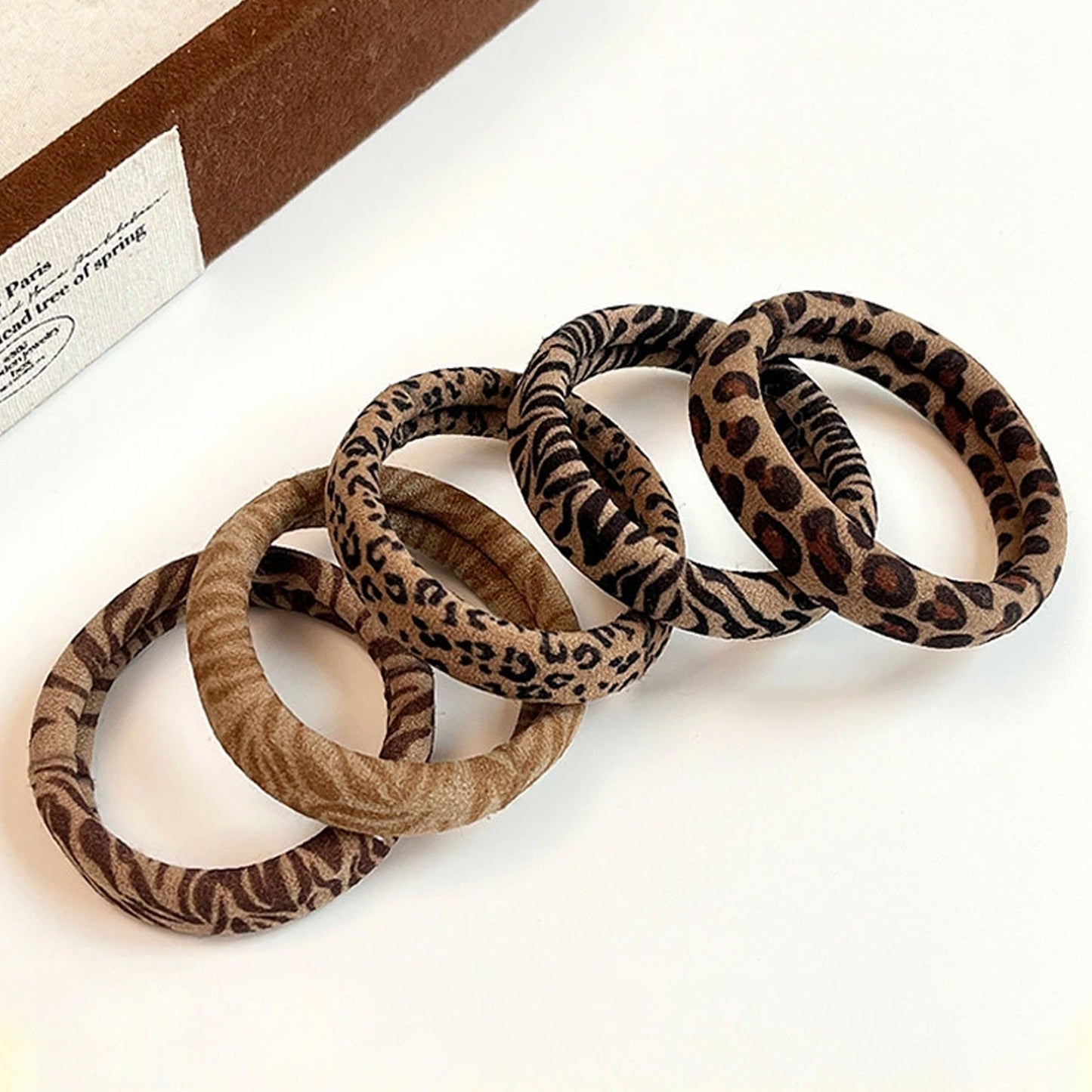 Lot de 5 Élastiques Imprimés Animaliers - Collection Xavia
