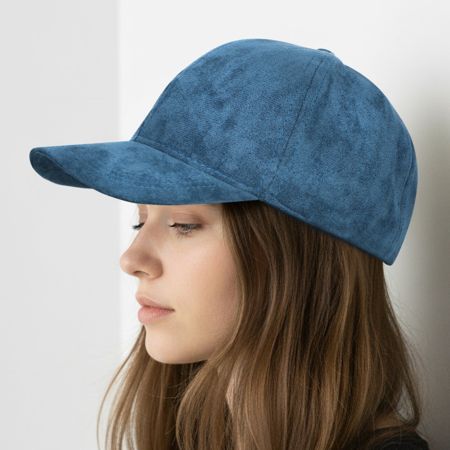 Casquette Femme Skyline Effet Daim Bleu canard