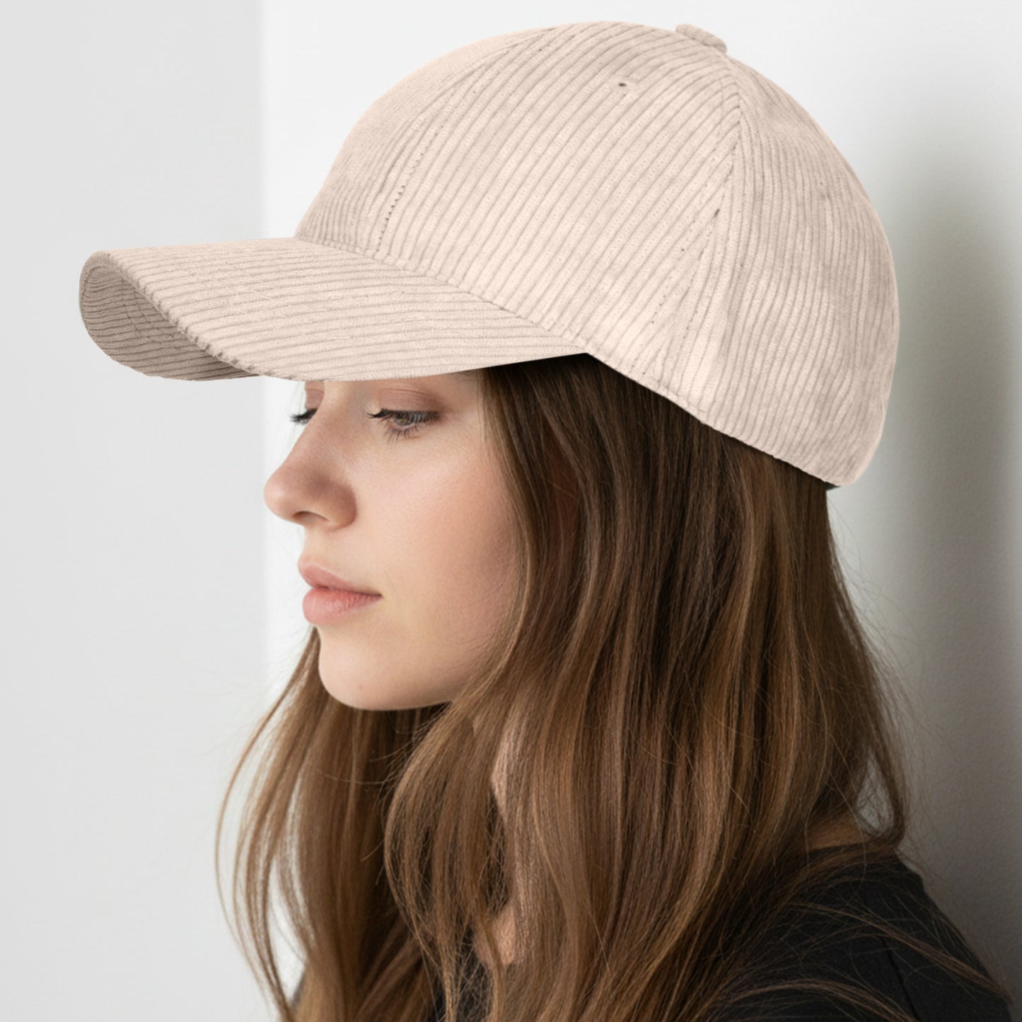 Casquette Femme Velvet Grace en Velours Côtelé Beige