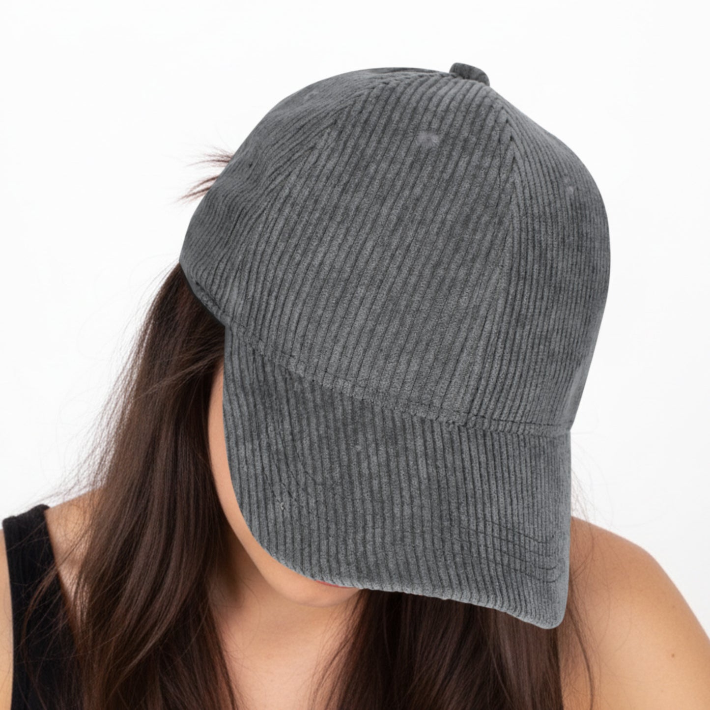 Casquette Femme Velvet Grace en Velours Côtelé Gris