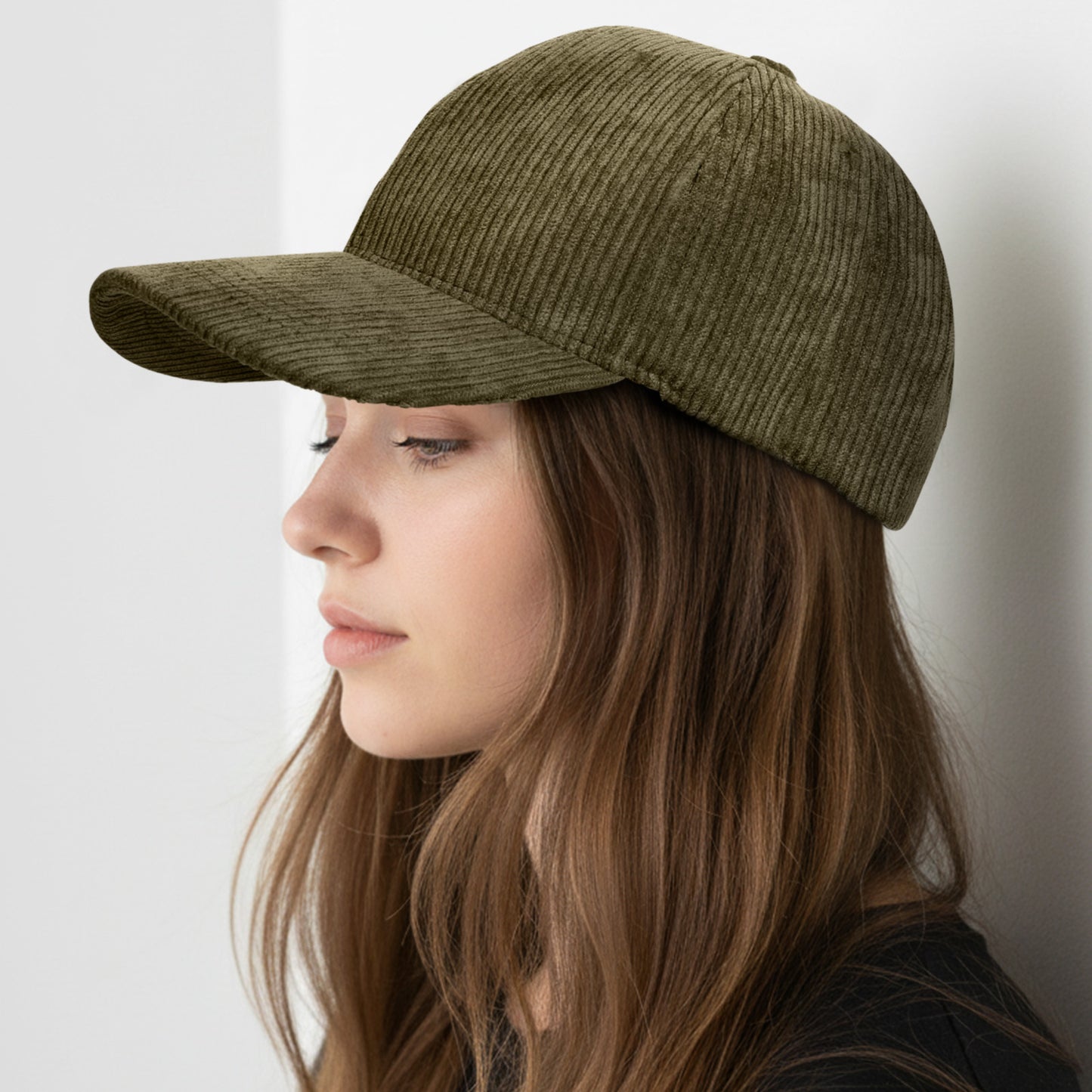 Casquette Femme Velvet Grace en Velours Côtelé Kaki