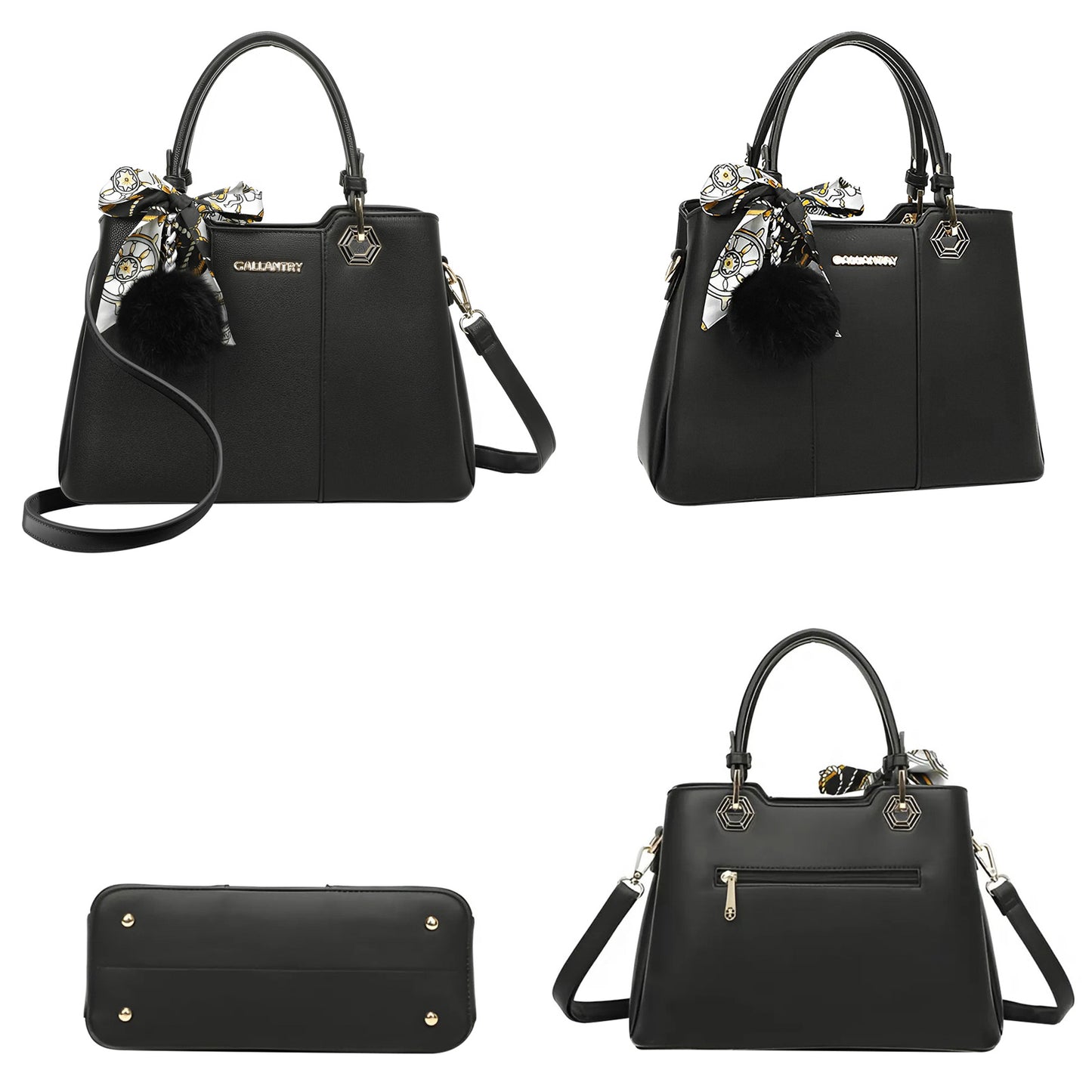 Sac Fourre-Tout Trois Teintes à Pompon La Nuance Noir