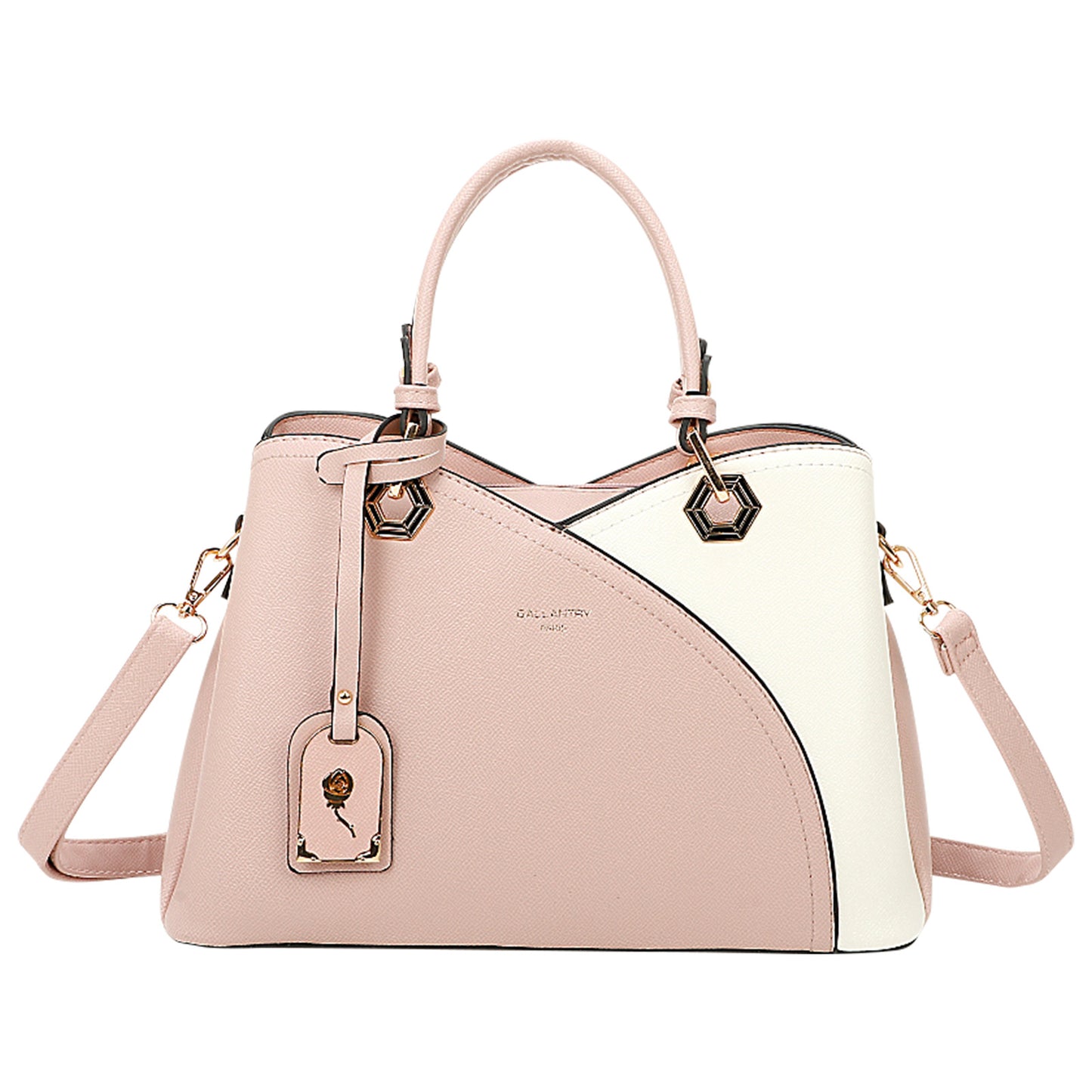 Sac à Main en Similicuir Grainé Le Contraste Rose