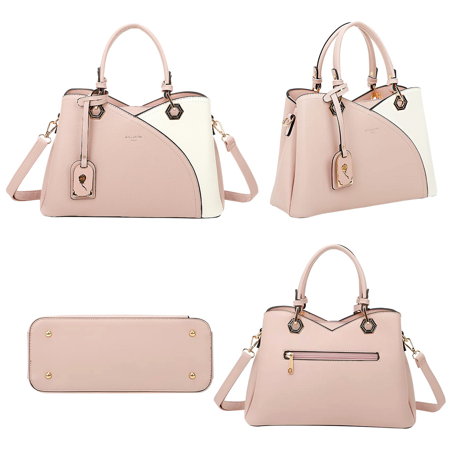 Sac à Main en Similicuir Grainé Le Contraste Rose