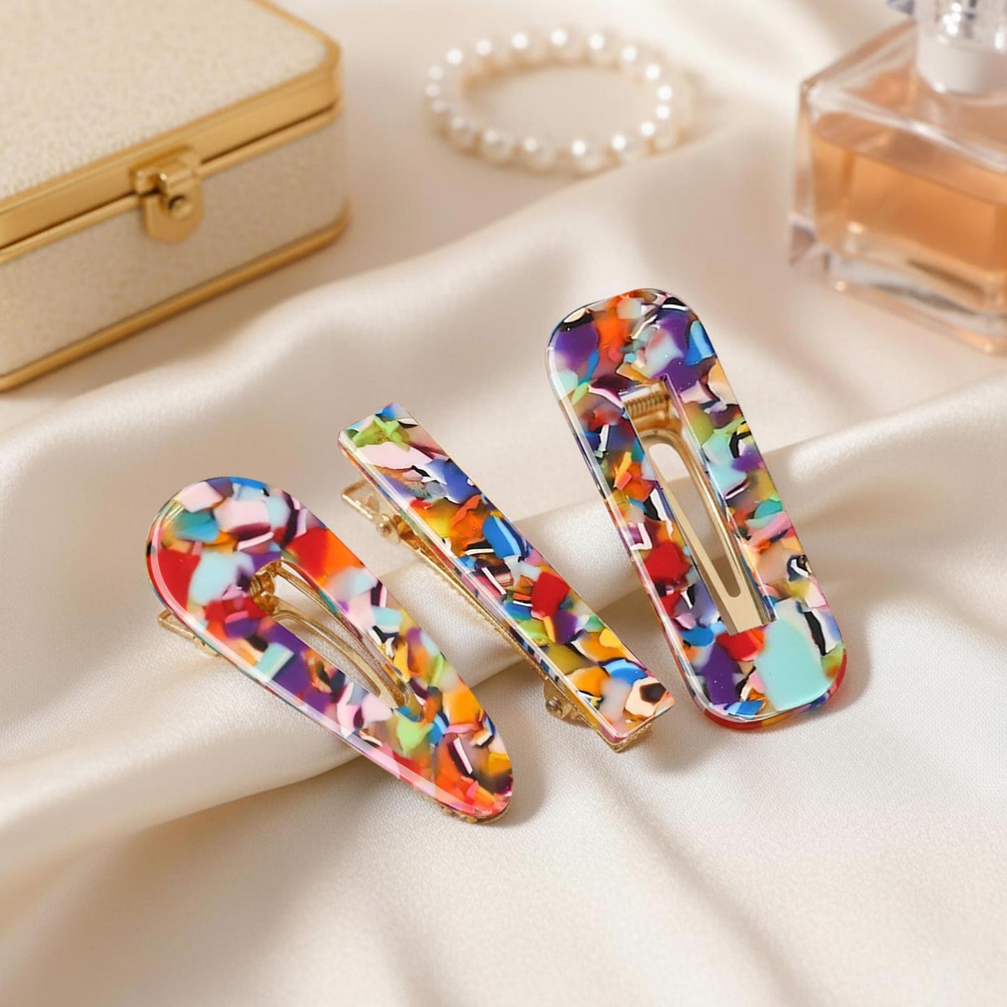 Lot de 3 Pinces Plates Terrazzo en Résine